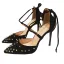 Mode Svarta Fest Nit Sandaler Dam 2020 X-Rem 10 cm Stilettklackar Spetsiga Sandaler