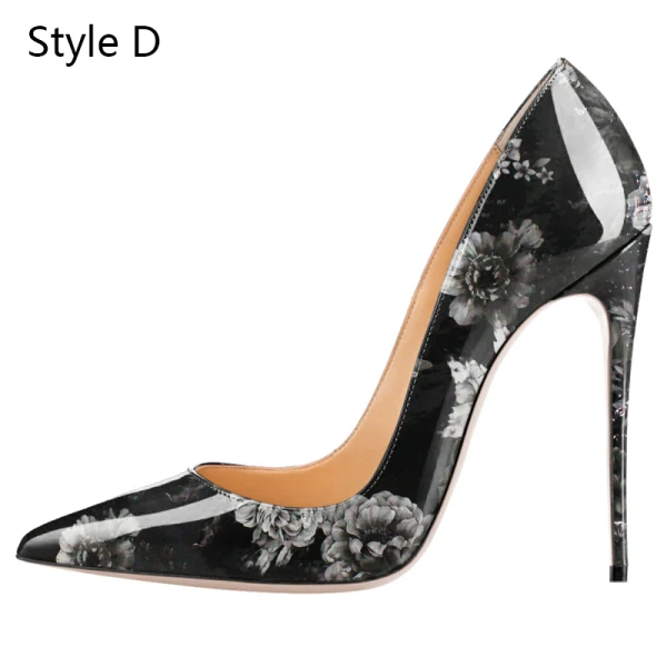 Fine Multi-Farger Ball Pumps 2020 Patent Lær 12 cm Stiletthæler Spisse Pumps