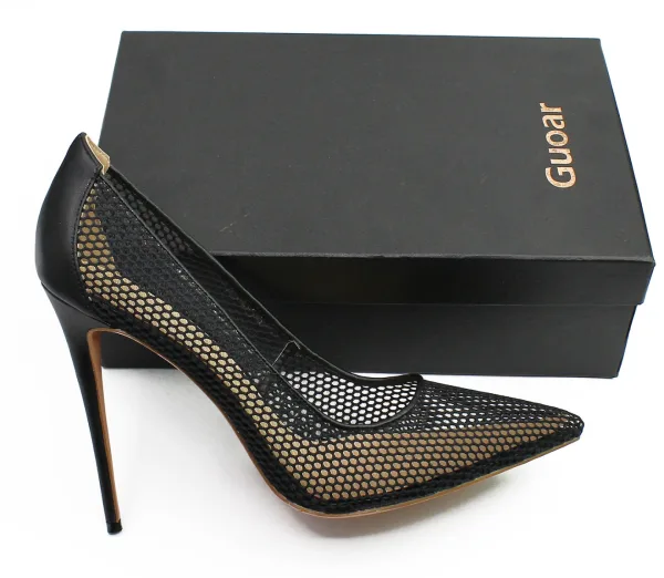 Sexy Black See-through Pierced Pumps 2020 Rave Club 12 cm Stiletto Heels Pointed Toe Pumps
