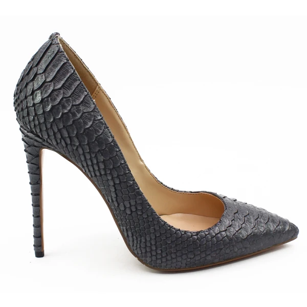Simple Noire Bureau OL Motif Peau De Serpent Escarpins 2020 12 cm Talons Aiguilles À Bout Pointu Escarpins
