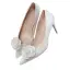 Eleganta Vita Bal Blomma Pumps 2020 9 cm Stilettklackar Spetsiga Pumps