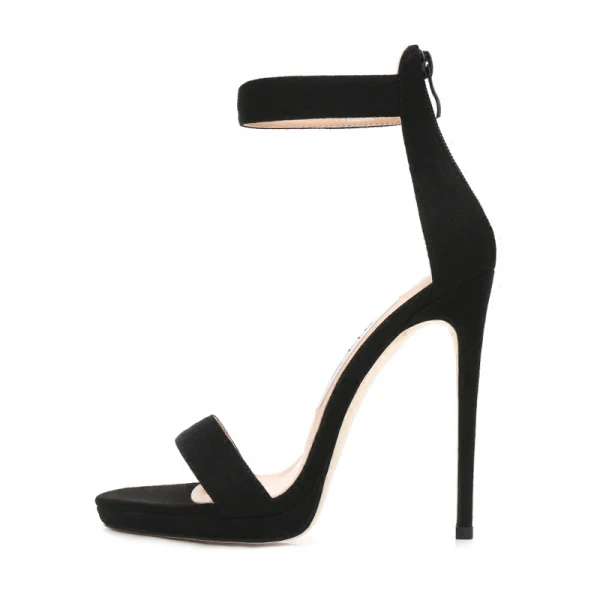 Sexy Noire Club de carnaval Sandales Femme 2020 Cuir Bride Cheville 12 cm Talons Aiguilles Peep Toes / Bout Ouvert Sandales