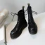 Fashion Black Street Wear Leather Round Toe Womens Boots 2020