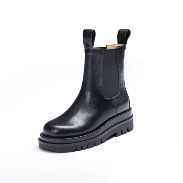 Fashion Chic / Beautiful Black Street Wear Leather Round Toe Womens Boots 2020