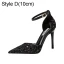 Charmant Schwarz Abend Perlenstickerei Pailletten Sandalen Damen 2021 Leder Knöchelriemen 10 cm Stilettos Spitzschuh Pumps Hochhackige