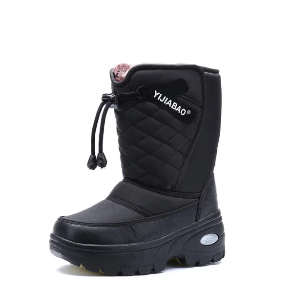 Hålla Varm Enkla Vinter Svarta Gatukläder Pande Zote Toe Snow Boots 2020 Stövlar Dam