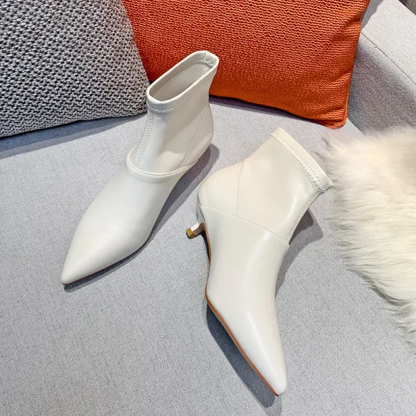 Chic / Beautiful Fall Black Street Wear Low Heel Womens Boots 2020 3 cm Stiletto Heels Pointed Toe Boots