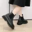 Enkla Aprikos / Beige Casual Läder Platt Pande Zote Toe Stövlar Dam 2020