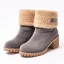Garder au chaud Hiver Marron Vêtement de rue Daim Bottines Bottes De Neige 2020 5 cm Talons Épais À Bout Rond Bottes Femme