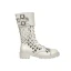 Fashion White Street Wear Pierced Ankle Womens Boots 2020 Leather 3 cm Low Heel Thick Heels Round Toe Boots