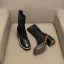 Schlicht Winter Schwarz Strassenmode Stiefel Damen 2020 Leder 8 cm Thick Heels Quadratische Zehe Stiefel