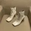 Enkel Høst Aprikos Casual Ankel Kvinners støvler 2020 Lær 7 cm Tykk Hæler Firkantetå Boots