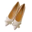 Élégant Ivoire Satin Perle Chaussure De Mariée 2020 7 cm Talons Aiguilles À Bout Pointu Mariage Escarpins