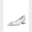 Lovely Chic / Beautiful Ivory Wedding Shoes 2020 Leather Pearl Rhinestone 5 cm Thick Heels Pointed Toe Wedding Pumps