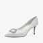 Elegant Ivory Satin Wedding Shoes 2020 Rhinestone 8 cm Stiletto Heels Pointed Toe Wedding Pumps