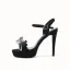 Charmant Noire Cocktail Sandales Femme 2020 Faux Diamant Noeud Cuir 12 cm Talons Aiguilles Peep Toes / Bout Ouvert Sandales
