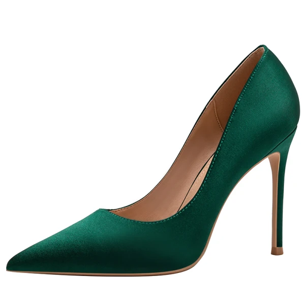 Chic / Belle Vert Foncé Bureau OL Satin Escarpins 2020 10 cm Talons Aiguilles À Bout Pointu Escarpins