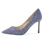 Scintillantes Bleu Roi Soirée Paillettes Escarpins 2020 Cuir 8 cm Talons Aiguilles À Bout Pointu Escarpins