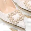 Élégant Ivoire Chaussure De Mariée 2020 Perle Faux Diamant 10 cm Talons Aiguilles À Bout Pointu Mariage Escarpins