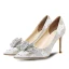 Chic / Beautiful White Satin Wedding Shoes 2020 Butterfly Embroidered Rhinestone 8 cm Stiletto Heels Pointed Toe Wedding Pumps