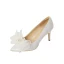 Elegant White Pearl Bow Wedding Shoes 2020 7 cm Stiletto Heels Pointed Toe Wedding Pumps