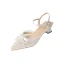 Élégant Ivoire En Dentelle Chaussure De Mariée 2020 Noeud Slingbacks 4 cm Talons Épais Talon Bas À Bout Pointu Mariage Sandales