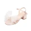 Sexy Champagne Perle Noeud Chaussure De Mariée 2020 Slingbacks 5 cm Talons Épais Peep Toes / Bout Ouvert Mariage Sandales
