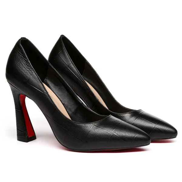 Enkel Svart Kontor OL Spisse Pumps 2020 9 cm Stiletthæler Pumps