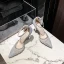 Sexy Champagne Evening Party Womens Sandals 2020 Ankle Strap Sequins 8 cm Stiletto Heels Pointed Toe Sandals