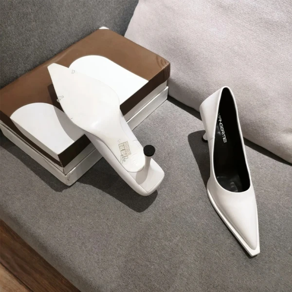 Unique Blanche Bureau OL Escarpins 2020 Cuir 8 cm Talons Aiguilles À Bout Pointu Escarpins