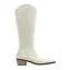 Fashion Beige Street Wear Mid Calf Womens Boots 2020 Leather 4 cm Thick Heels Low Heel Pointed Toe Boots