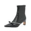 Modest / Simple Black Street Wear Pearl Bow Womens Boots 2020 Leather 5 cm Thick Heels Pointed Toe Boots
