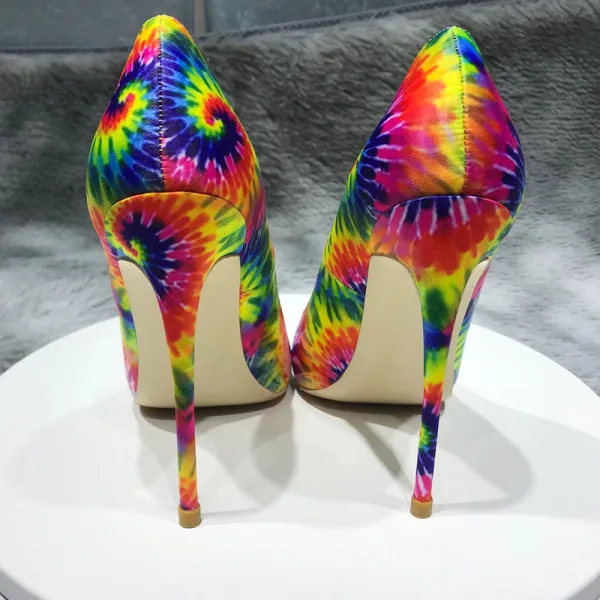 Chic / Beautiful Multi-Colors Printing Outdoor / Garden Pumps 2020 12 cm Stiletto Heels Pointed Toe Pumps