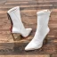 Fashion Winter Black Street Wear Mid Calf Womens Boots 2020 Leather 10 cm Stiletto Heels Pointed Toe Boots