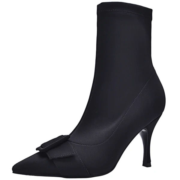 Modest / Simple Black Street Wear Ankle Womens Boots 2020 9 cm Stiletto Heels Pointed Toe Boots