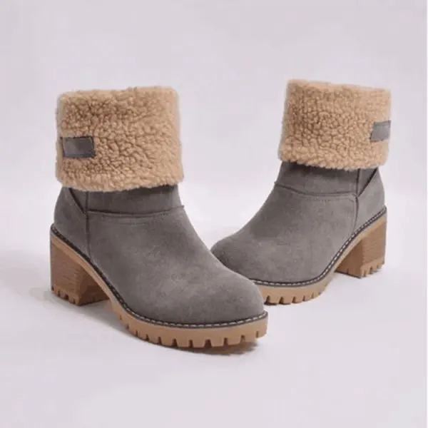 Classique Vert Foncé Vêtement de rue Bottines Daim Bottes Femme 2020 5 cm Talons Épais À Bout Rond Bottes