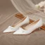 Elegant Ivory Bow Wedding Shoes 2020 3 cm Stiletto Heels Low Heel Pointed Toe Wedding Pumps