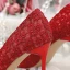 Chinese style Red Lace Wedding Shoes 2020 Pearl Rhinestone 10 cm Stiletto Heels Pointed Toe Wedding Pumps