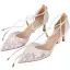 Elegante Weiß Brautschuhe 2020 Knöchelriemen Applikationen 6 cm Stilettos Spitzschuh Hochzeit High Heels