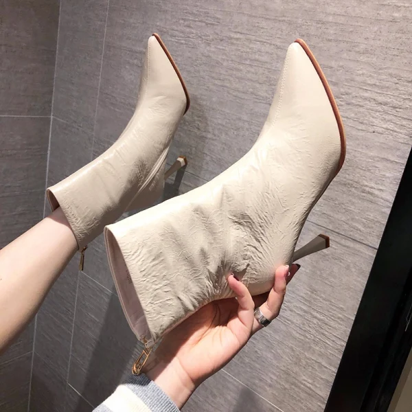 Modest / Simple Black Street Wear Ankle Womens Boots 2020 8 cm Stiletto Heels Pointed Toe Boots