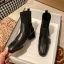Fashion Black Street Wear Knitting Ankle Womens Boots 2020 4 cm Thick Heels Low Heel Square Toe Boots