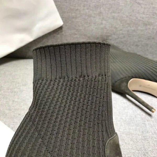 Chic / Beautiful Army Green Street Wear Ankle Suede Knitting Womens Boots 2020 10 cm Stiletto Heels Pointed Toe Boots