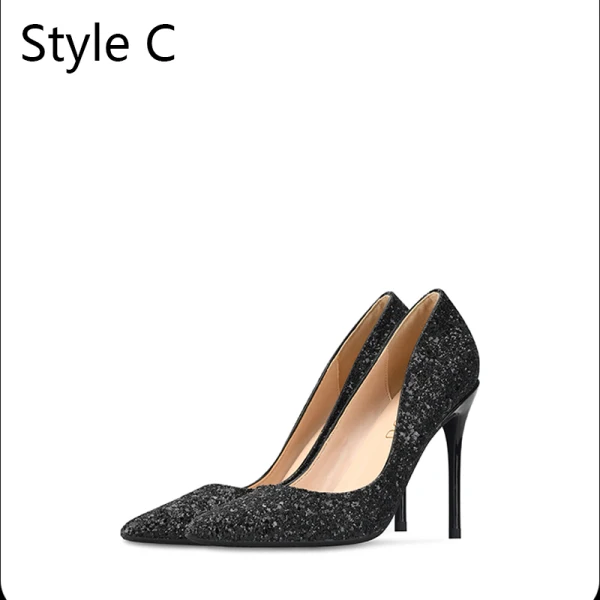 Sparkly Sølv Paljetter Brudesko 2020 10 cm Stiletthæler Spisse Bryllup Pumps