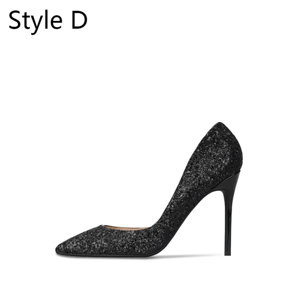 Scintillantes Argenté Soirée Paillettes Chaussures Femmes 2020 10 cm Talons Aiguilles À Bout Pointu Talons