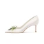 Schlicht Weiß Satin Blumen Brautschuhe 2020 Strass 8 cm Stilettos Spitzschuh Hochzeit Pumps