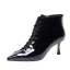Fashion Black Street Wear Patent Leather Ankle Womens Boots 2020 Leather 7 cm Stiletto Heels Pointed Toe Boots
