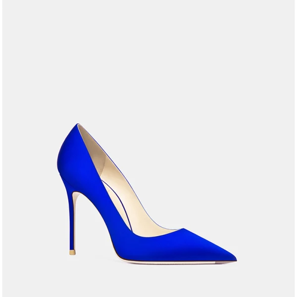 High-end Kungsblå Bal Läder Pumps 2020 10 cm Stilettklackar Spetsiga Pumps