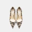 Mode Aprikos / Beige Afton Leopardmönstrad Pumps 2020 Läder 10 cm Stilettklackar Spetsiga Pumps