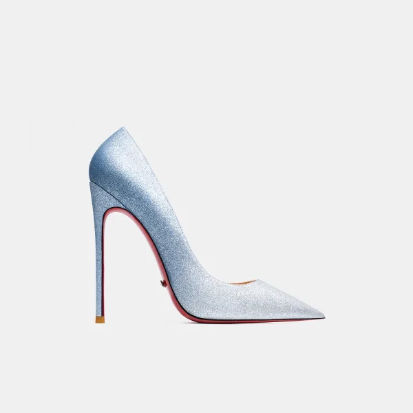 Glitzernden Himmelblau Farbverlauf Abend Pailletten Pumps 2020 12 cm Stilettos Spitzschuh Pumps