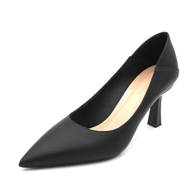 Simple Noire Bureau OL Escarpins 2020 Cuir 5 cm Talons Aiguilles À Bout Pointu Escarpins